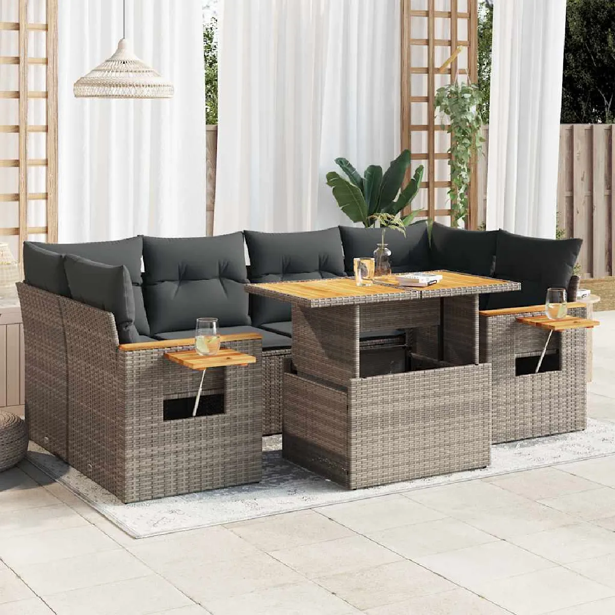 vidaXL Salon de jardin 7 pcs Acacia - vue 3