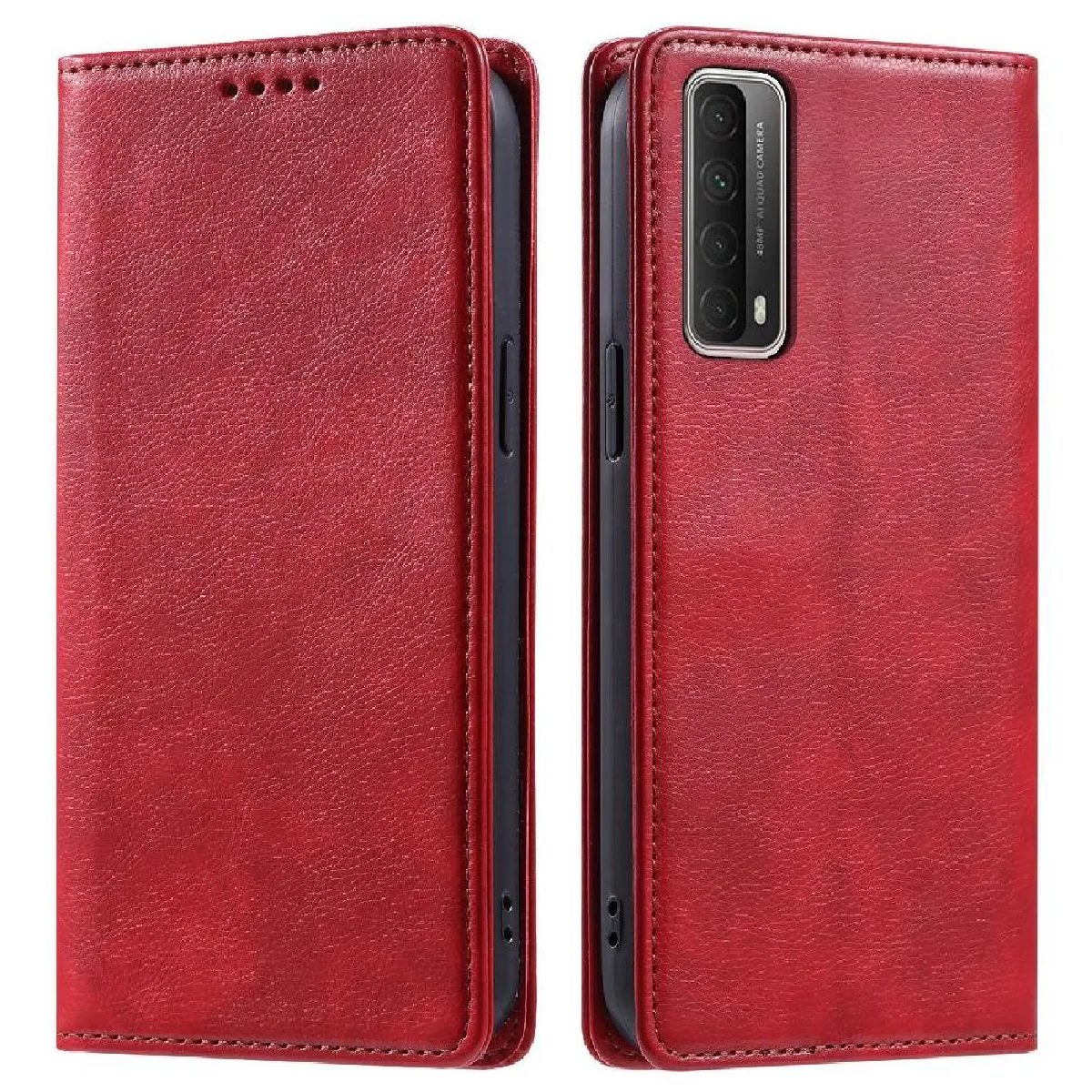 Générique Rouge Étui Portefeuille Magnétique Avec Support Huawei Y7a