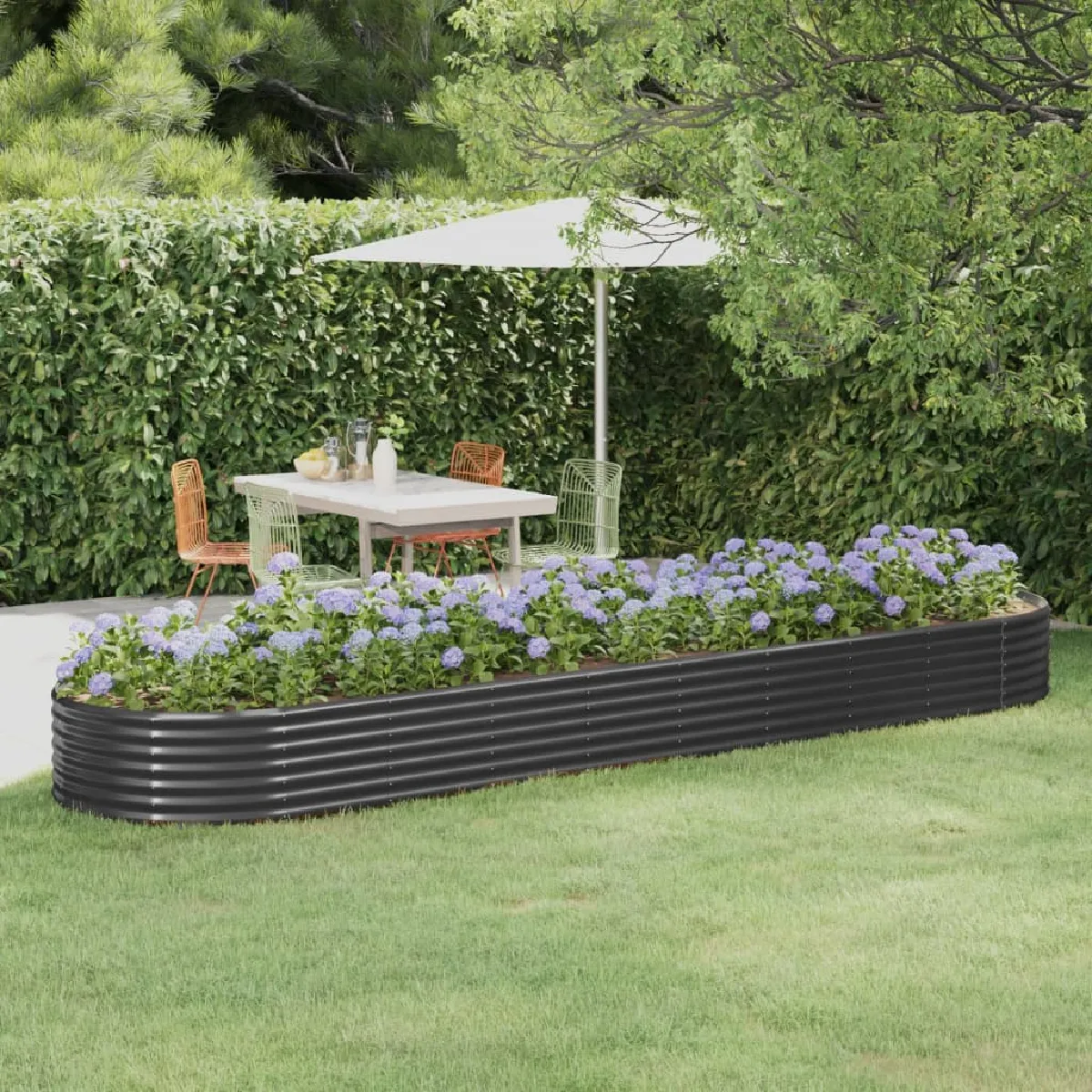 Vidaxl Lit Surélevé De Jardin Acier Galvanisé Anthracite