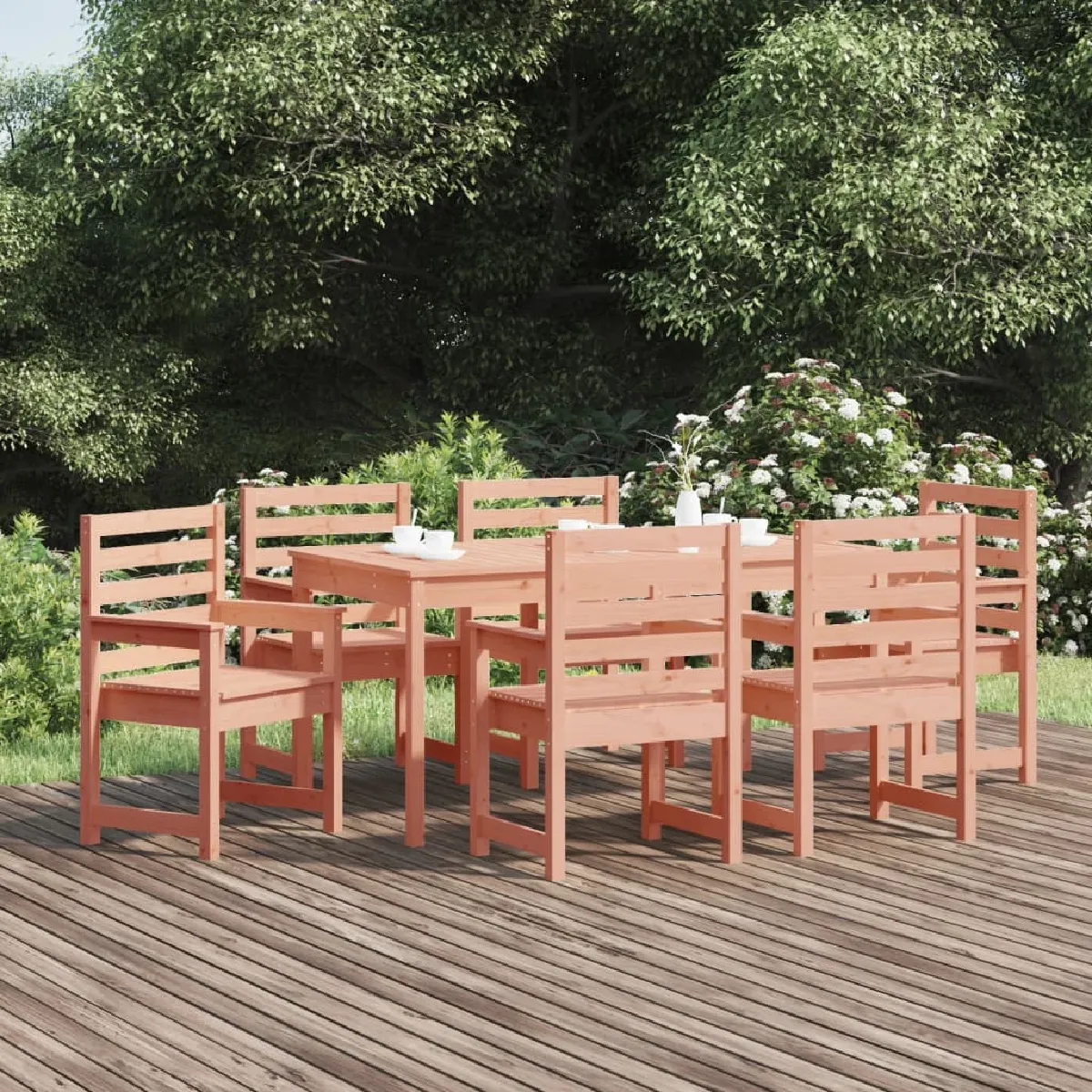 vidaXL Ensemble à manger de jardin 7 pcs Bois Massif - vue 2