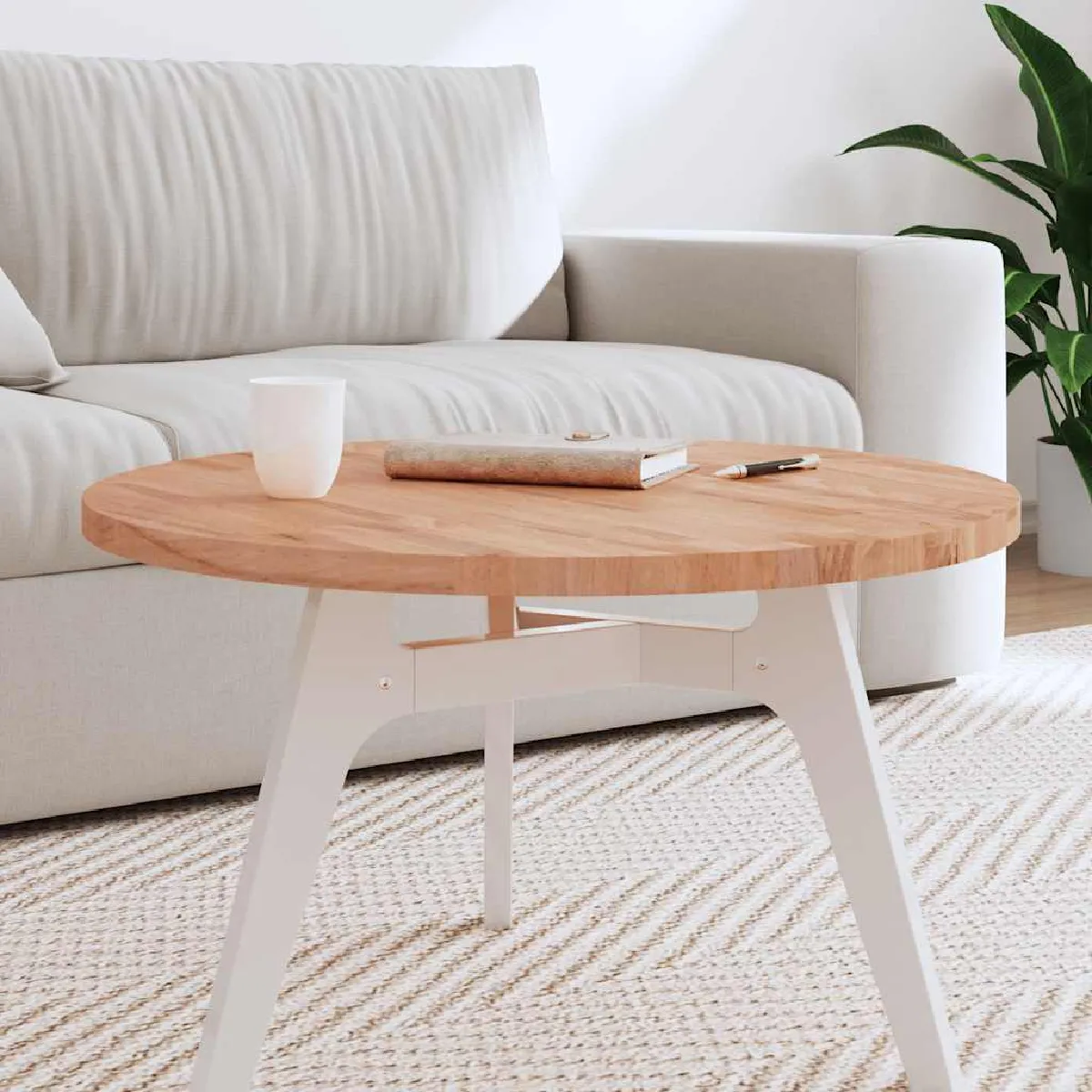 vidaXL Dessus de table Ø70x2,5 cm rond bois massif de hêtre