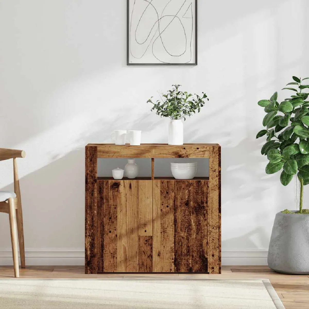 Vidaxl Buffet avec LED 80x35x75 cm - Vieux bois