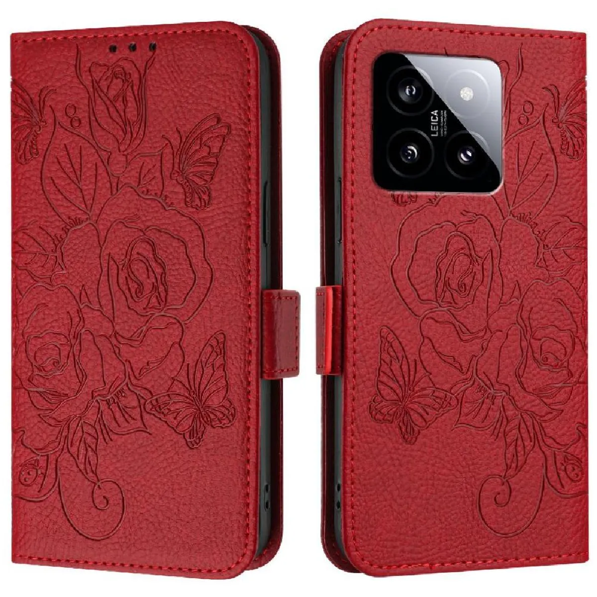 Générique Rouge Étui Portefeuille Avec Blocage Rfid Xiaomi 14 Pro