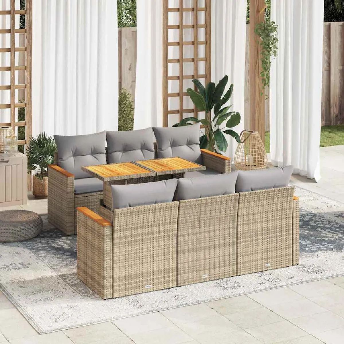 vidaXL Salon de jardin 7 pcs Acacia