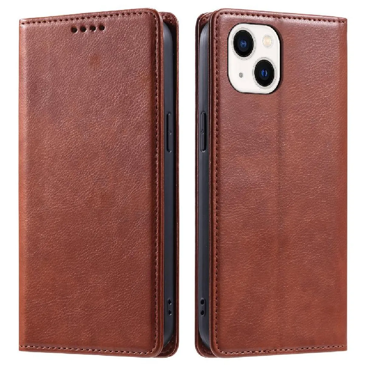 Générique Marron Étui Portefeuille En Similicuir Avec Support Iphone 13