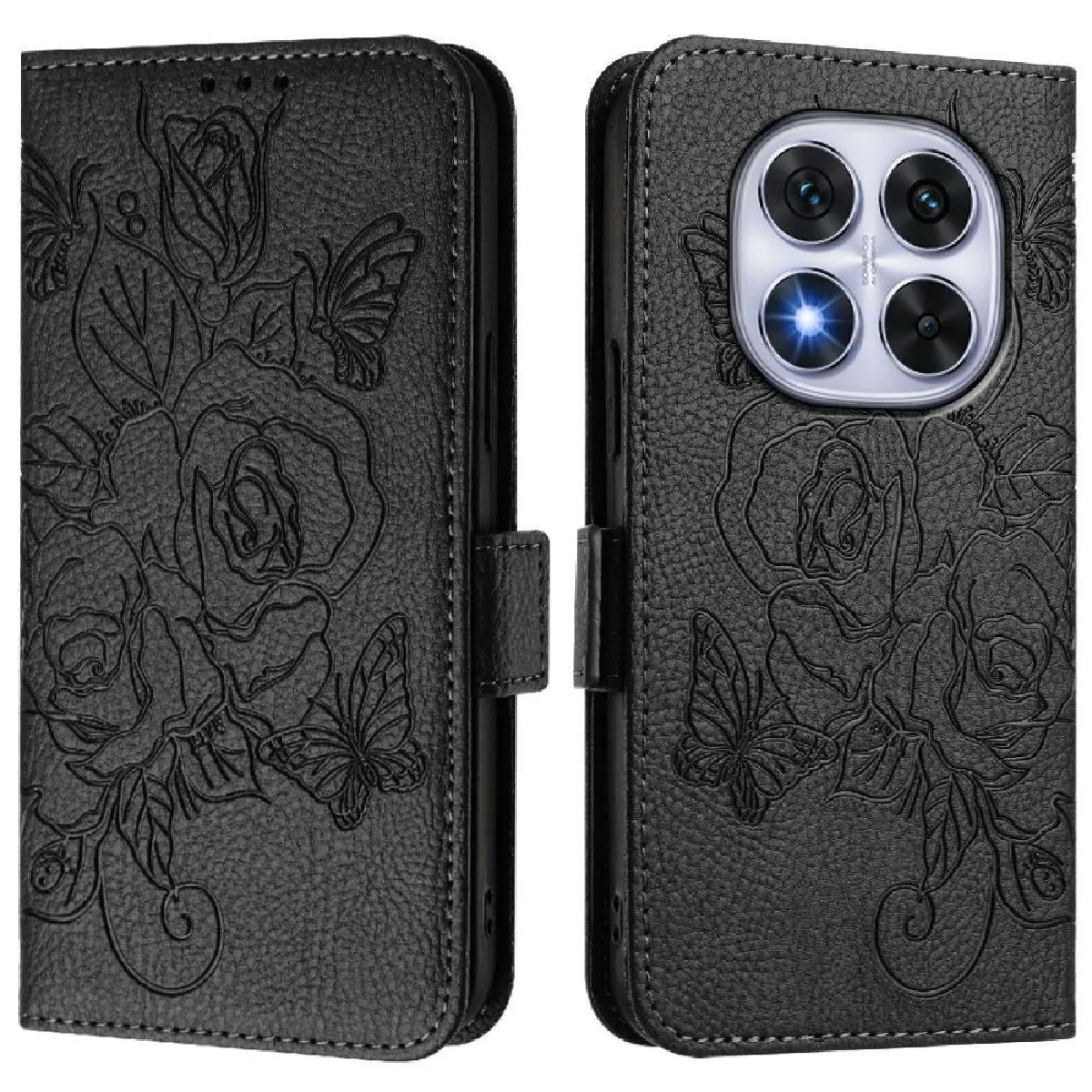 Générique Noir Étui Portefeuille En Similicuir Et Plastique Xiaomi Redmi Note 14 Pro Plus 5G