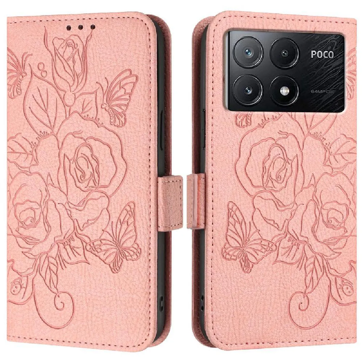 Générique Rose Étui Portefeuille À Rabat Xiaomi Poco X6 Pro