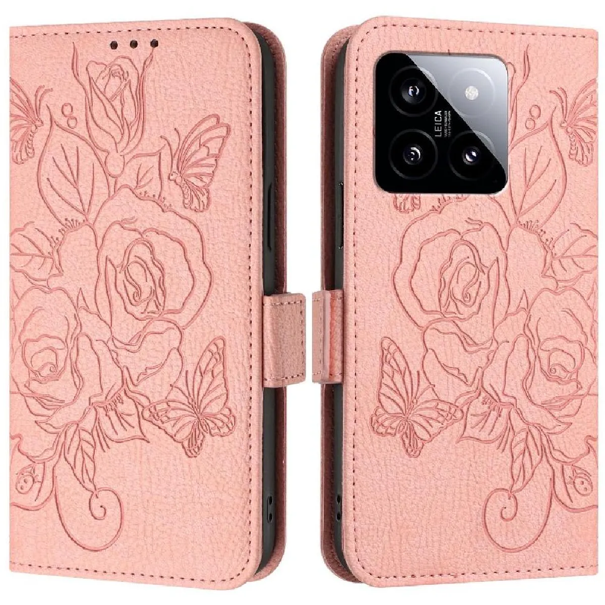 Générique Rose Étui Portefeuille Avec Blocage Rfid Xiaomi 14 Pro