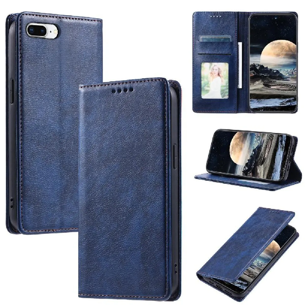 Générique Bleu Étui Portefeuille Iphone 7 Plus