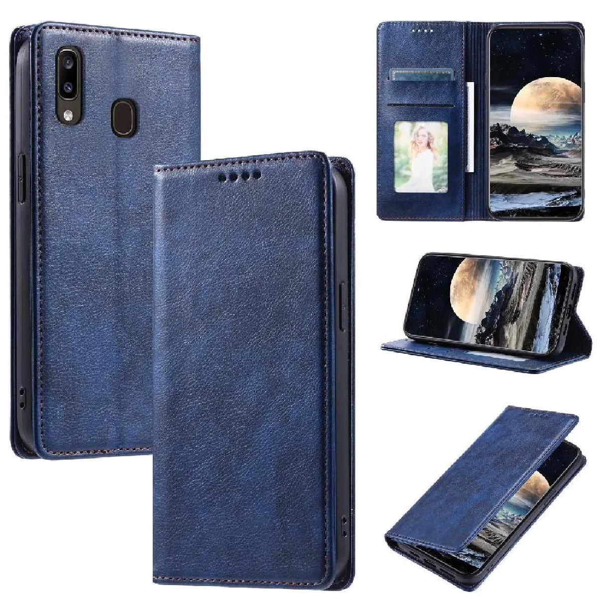 Générique Bleu Étui Portefeuille Avec Support Intégré Pour Samsung Galaxy A40