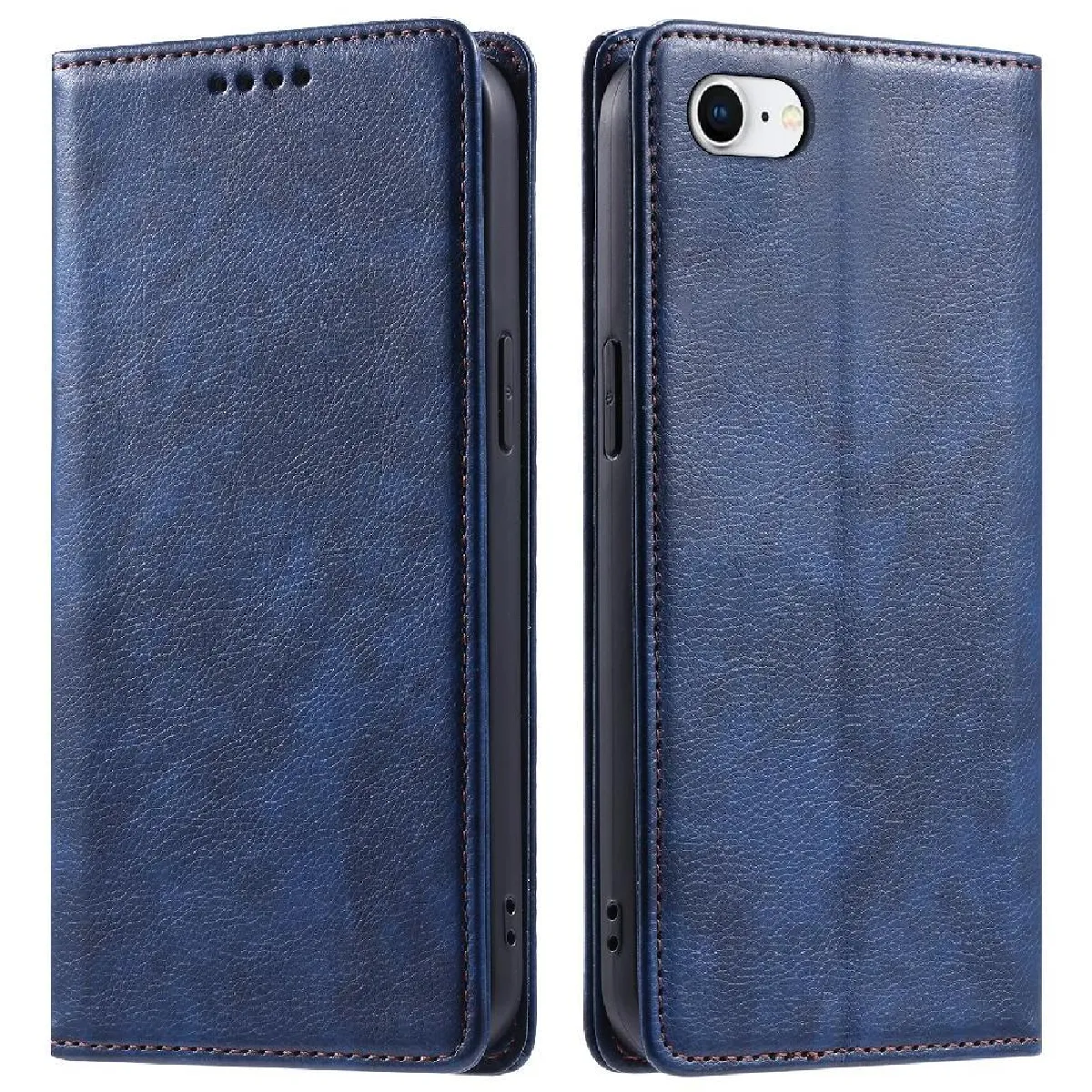 Générique Bleu Étui Portefeuille En Similicuir À Fermeture Magnétique Avec Support Pour Iphone Se3
