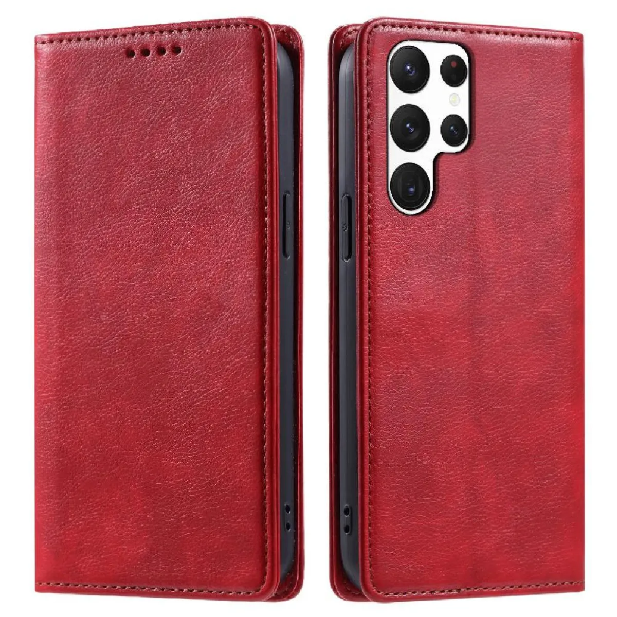 Générique Rouge Étui Portefeuille Avec Support Intégré Samsung Galaxy S24 Ultra