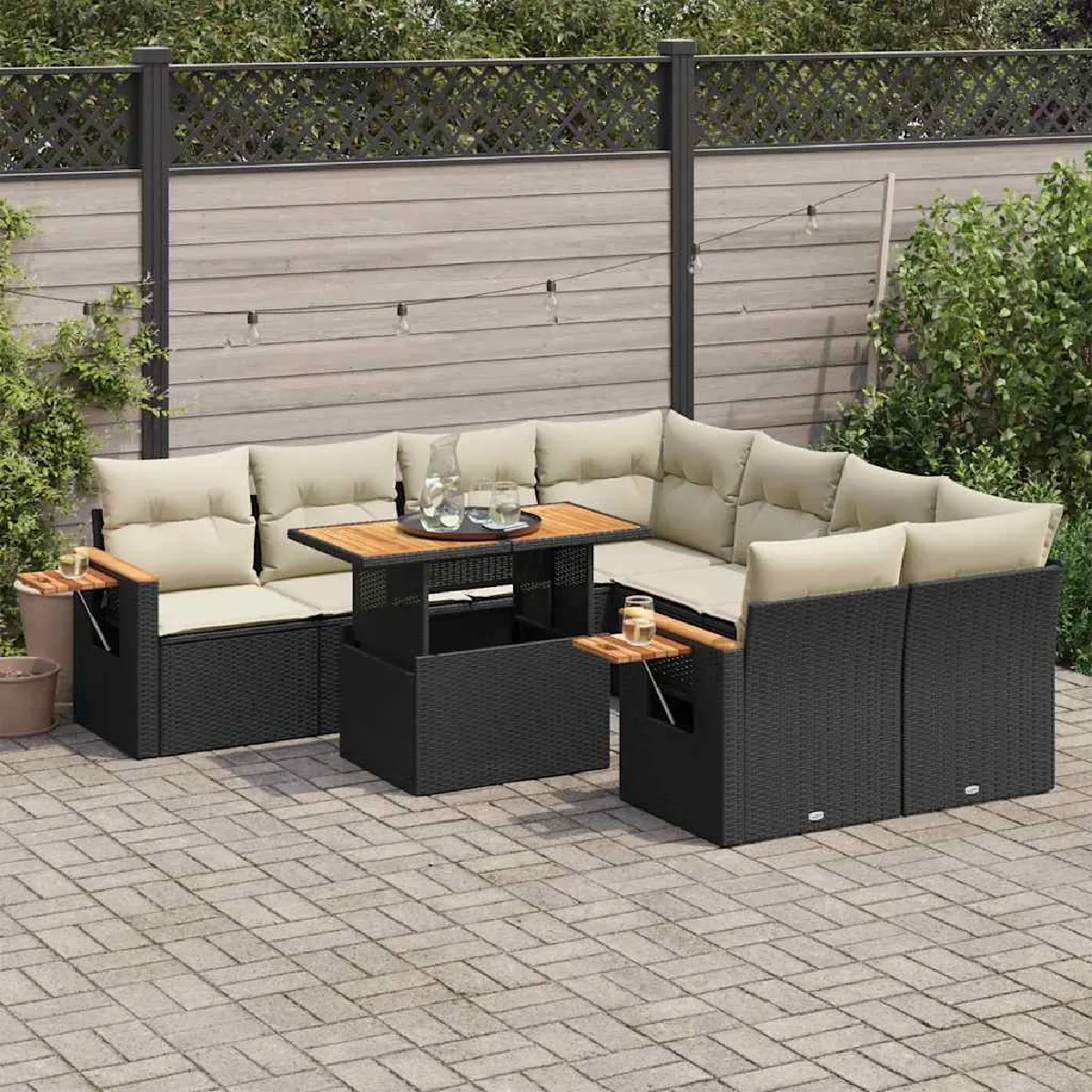 vidaXL Salon de jardin 9 pcs Acacia