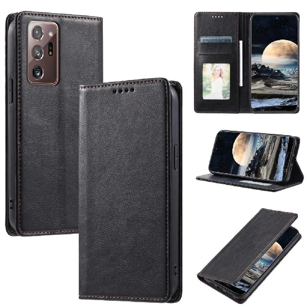 Générique Noir Étui Portefeuille Avec Support Samsung Galaxy Note 20 Ultra