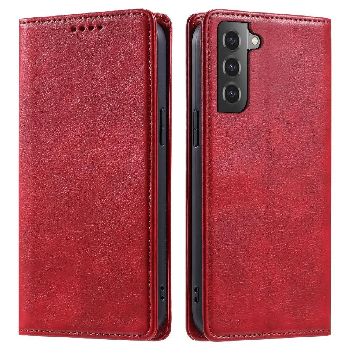 Générique Rouge Étui Portefeuille Avec Support Intégré Samsung Galaxy S21 Fe
