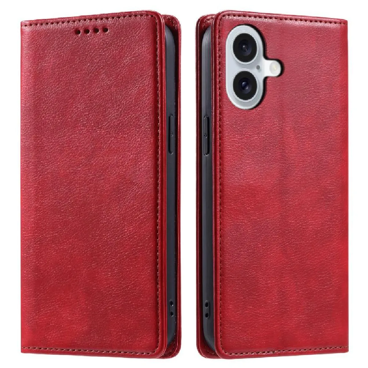 Générique Rouge Étui Portefeuille À Rabat Magnétique Avec Support Iphone 16