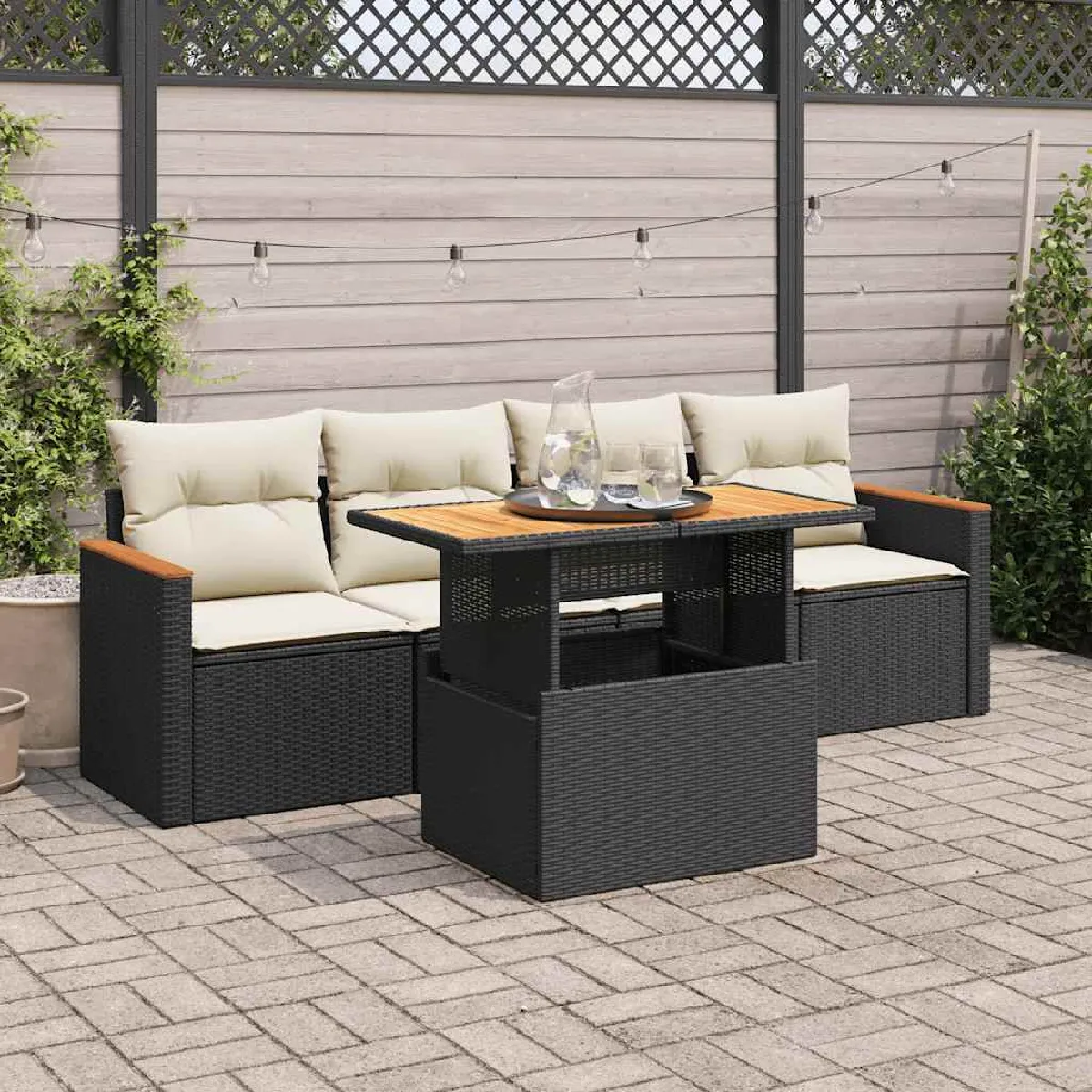 VidaXL Ensemble Salon de Jardin 5 Pcs - vue 2