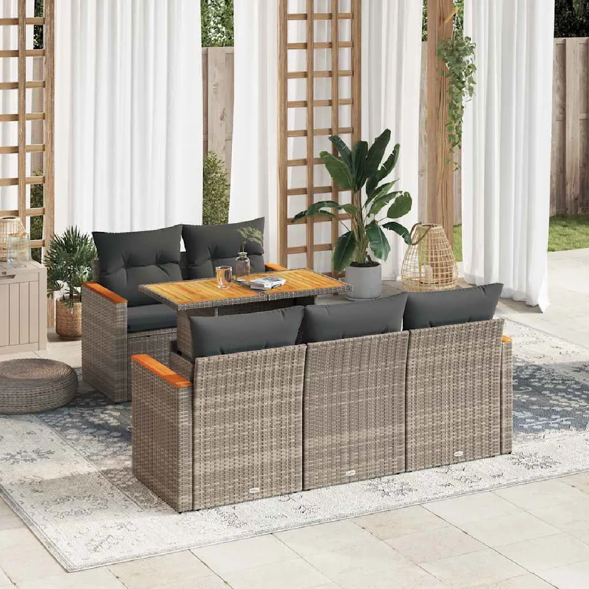 vidaXL Salon de jardin avec coussins 6 pcs - vue 3