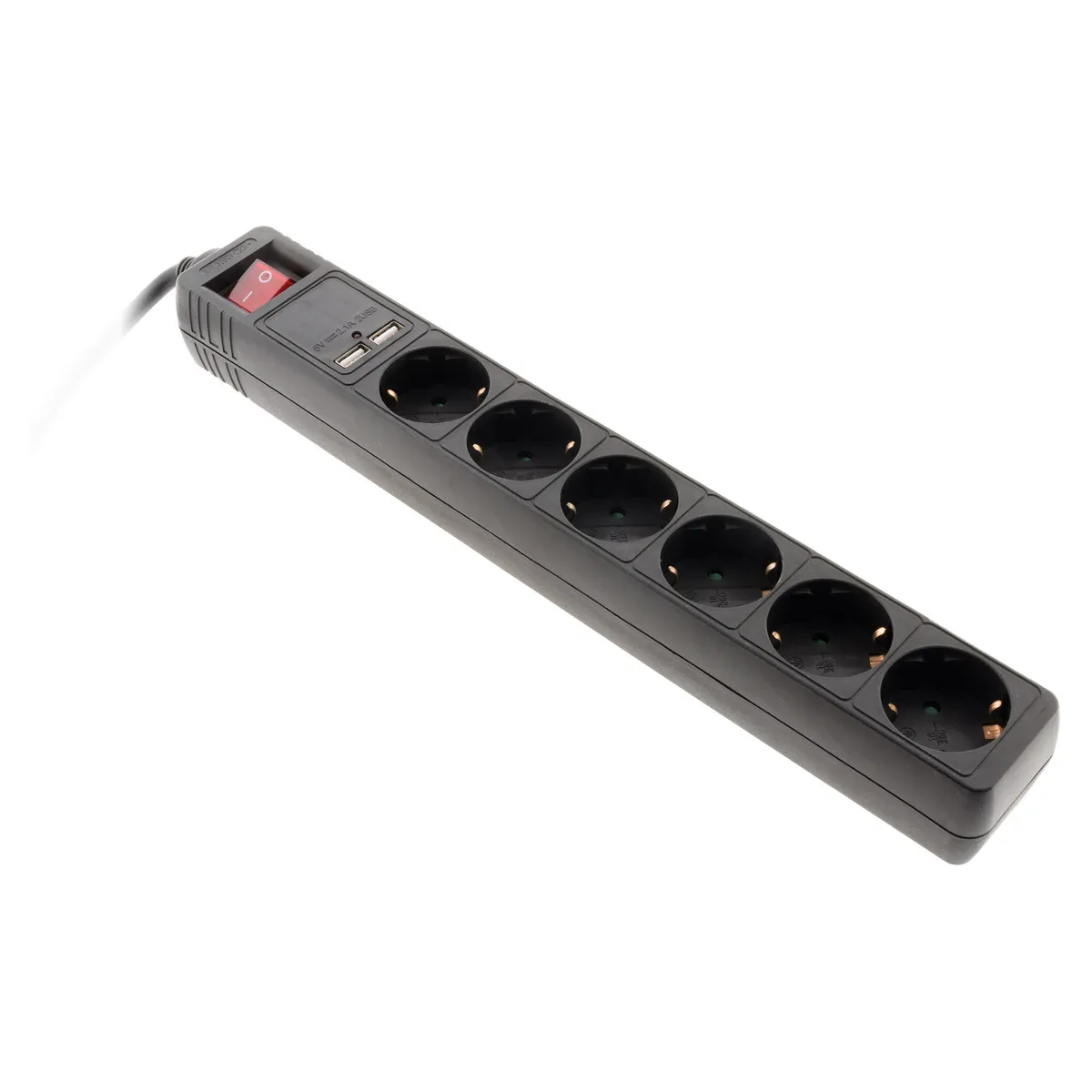 Zenitech - Multiprise - 6 Prises Schuko - 2 Ports USB-A - Noir - Image 3