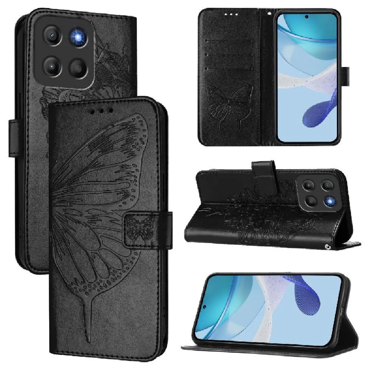 Générique Noir Étui Portefeuille En Similicuir/Plastique Motorola Moto G15