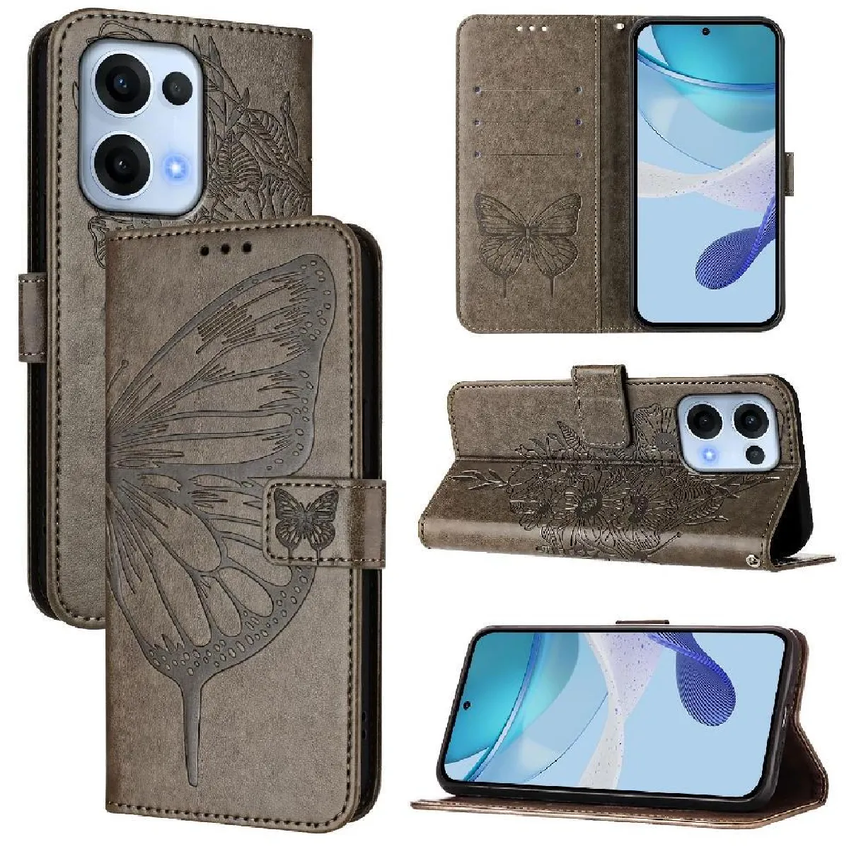 Générique Gris Étui Portefeuille À Fermeture Magnétique Oppo Reno 13