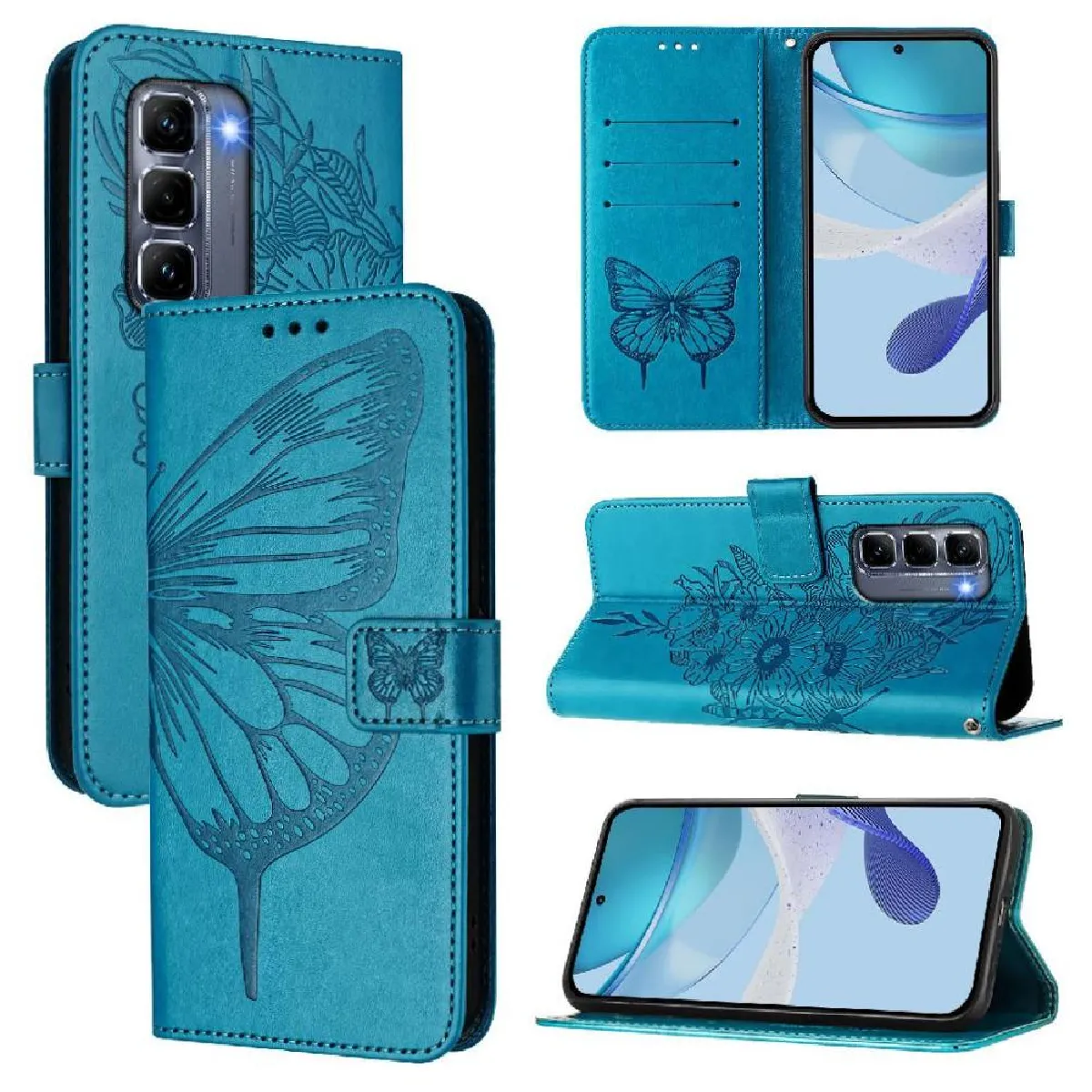 Générique Bleu Étui Portefeuille Magnétique Infinix Hot 50 Pro Plus 4G
