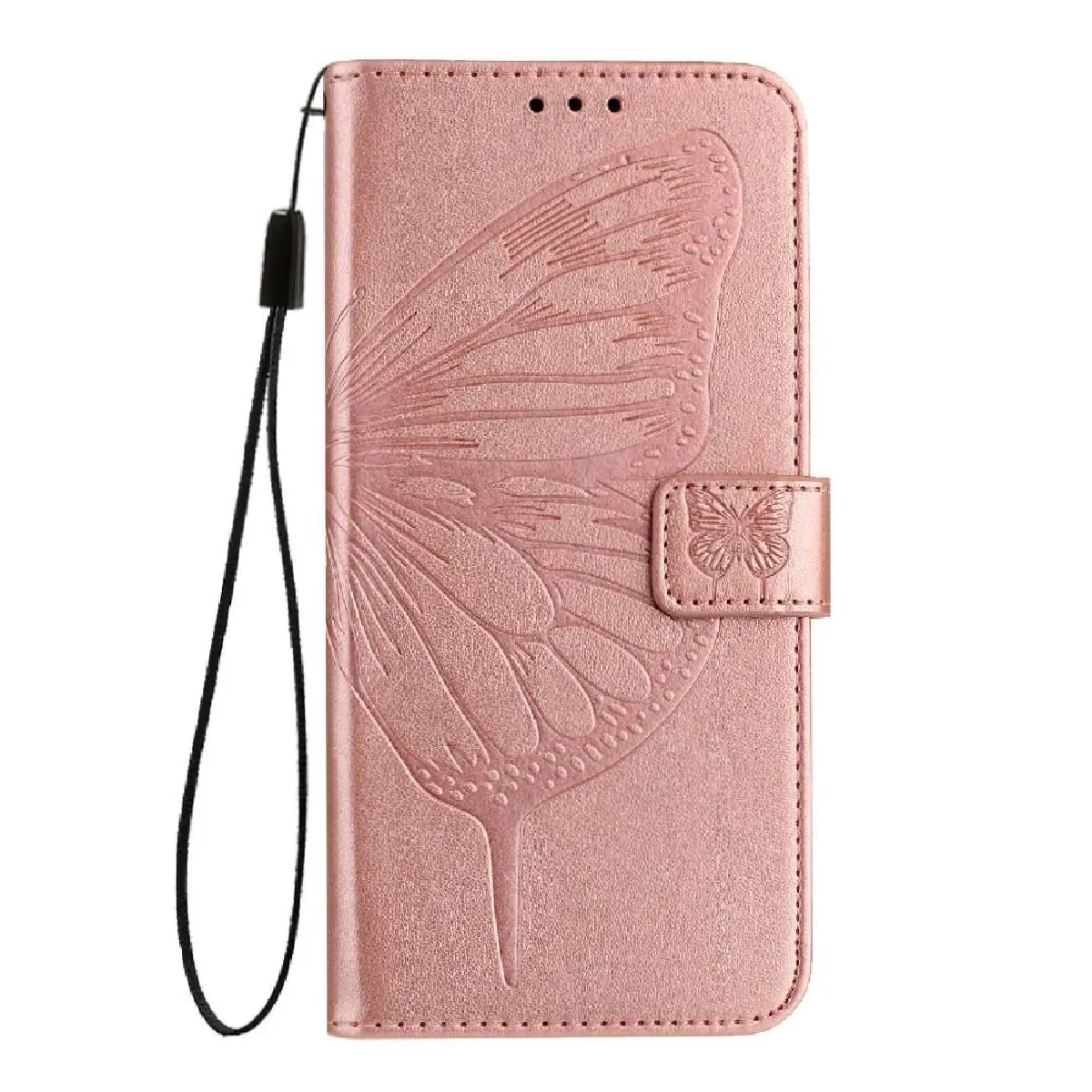 Générique Étui Portefeuille À Fermeture Magnétique Infinix Hot 50 5G - Papillon Embossé