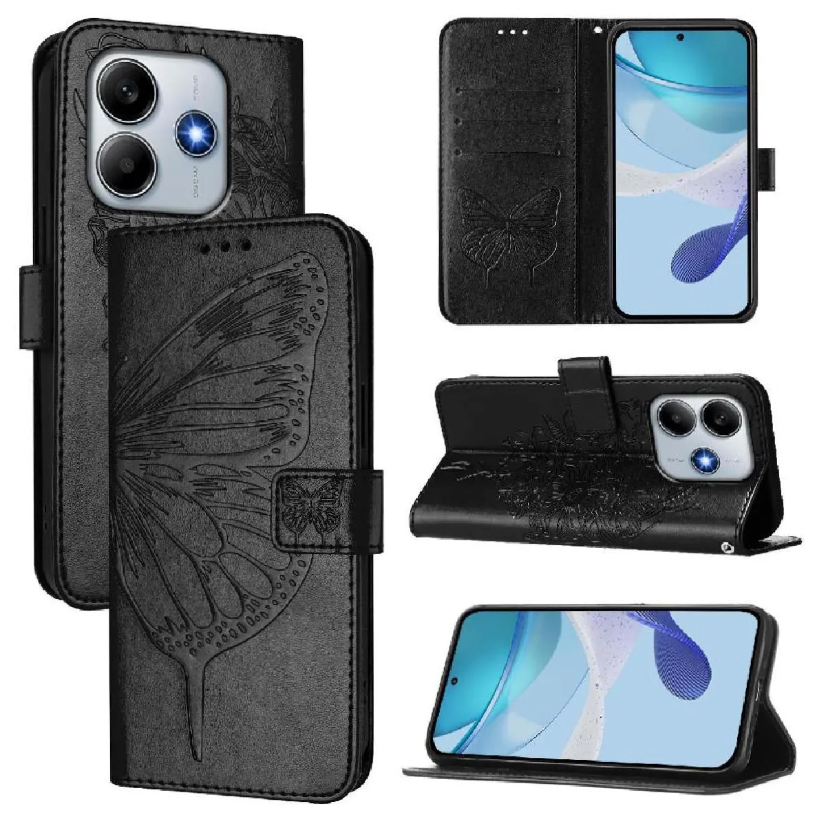 Générique Noir Étui Portefeuille En Similicuir Xiaomi Redmi Note 14 5G