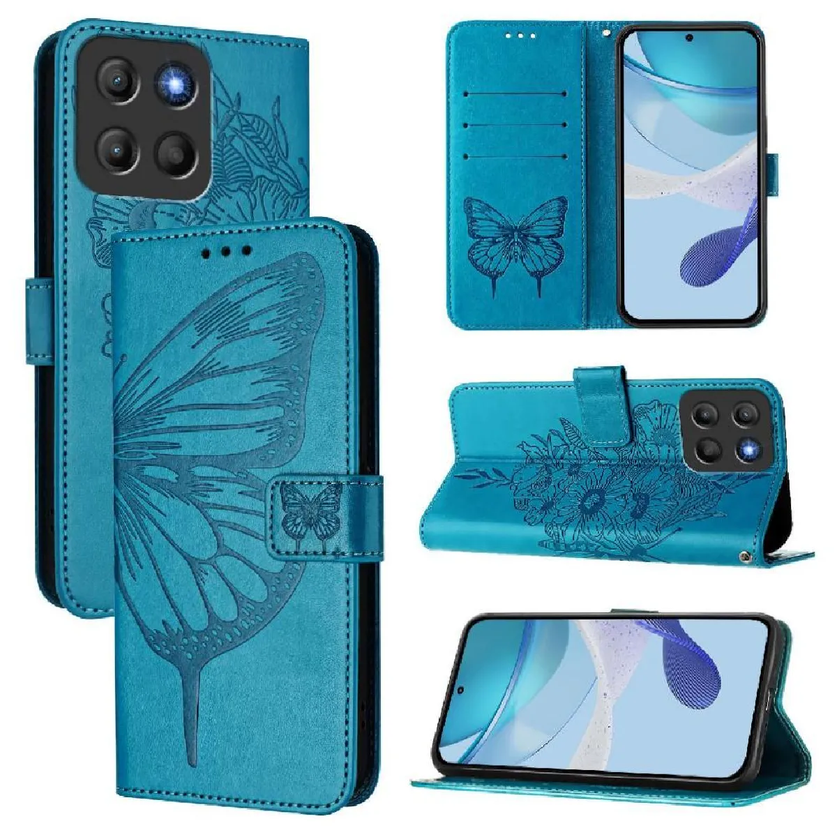 Générique Bleu Étui Portefeuille Motorola Moto G15