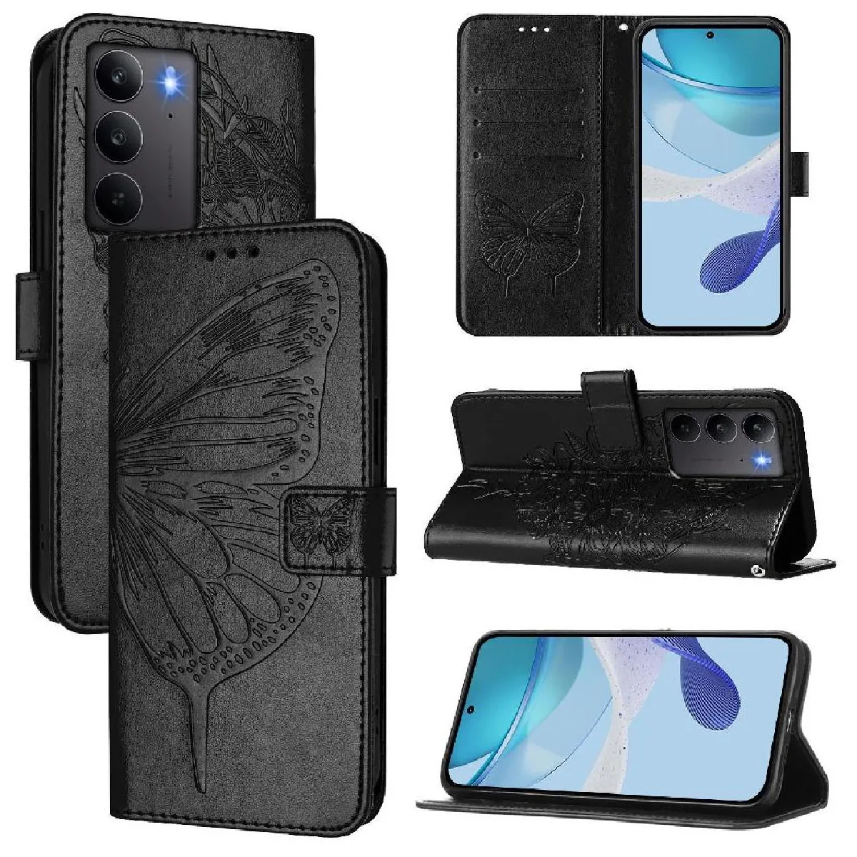 Générique Noir Étui Portefeuille À Fermeture Magnétique Avec Support Realme C75 4G