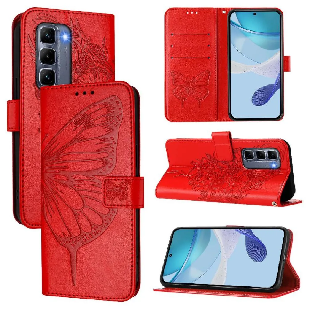 Générique Rouge Étui Portefeuille Magnétique Infinix Hot 50 Pro Plus 4G
