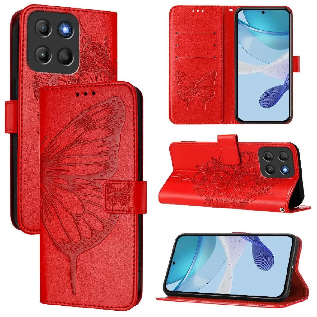 Générique Rouge Étui Portefeuille À Fermeture Magnétique Motorola Moto G15