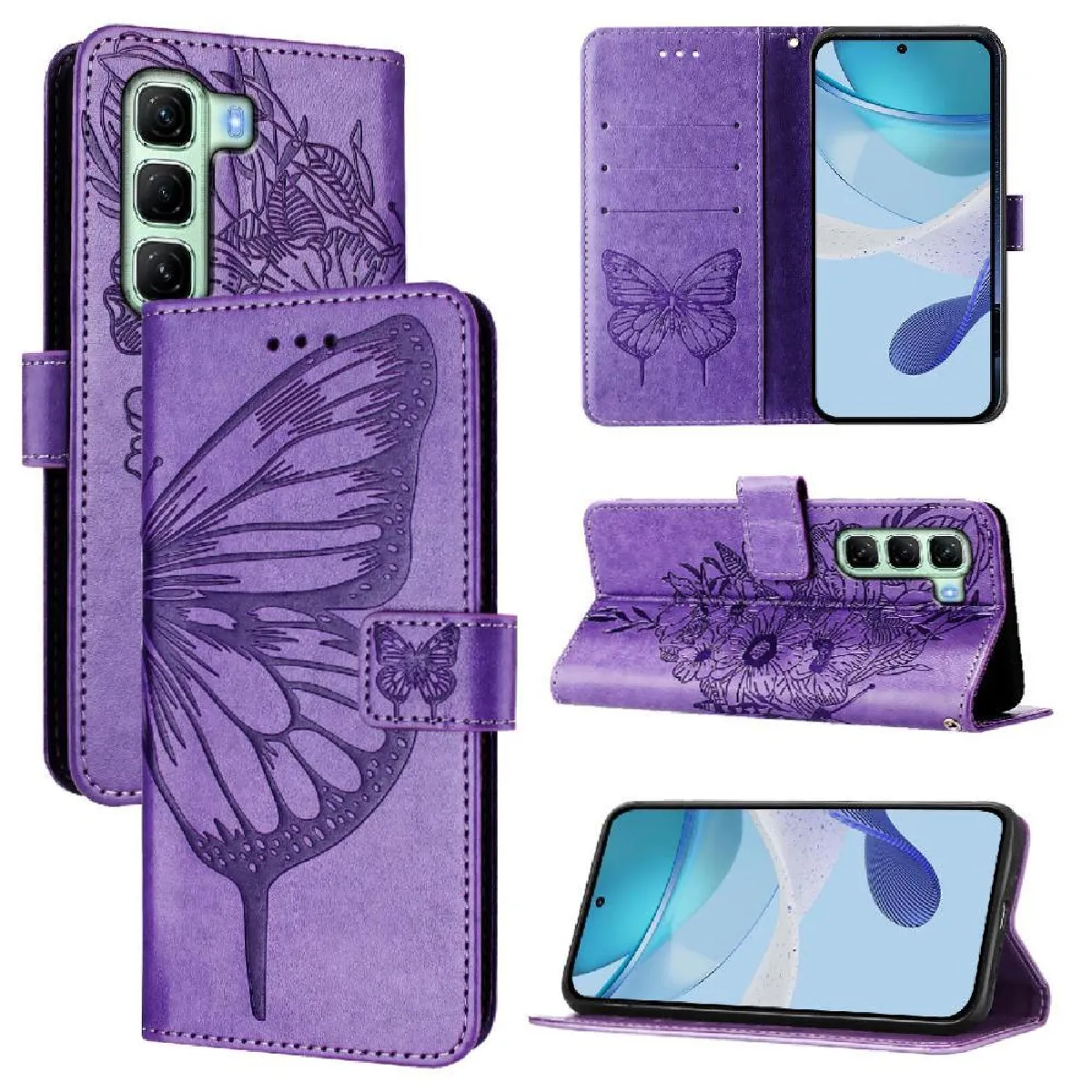 Générique Violet Étui Portefeuille À Fermeture Magnétique Infinix Hot 50 5G