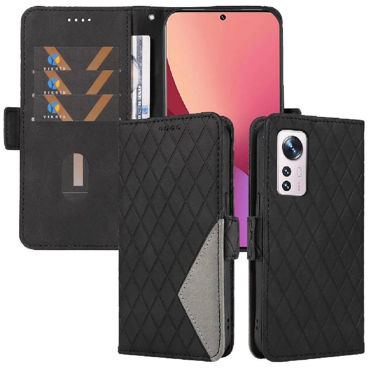 Générique Noir Étui Avec Fente Pour Carte Et Dragonne Xiaomi 12