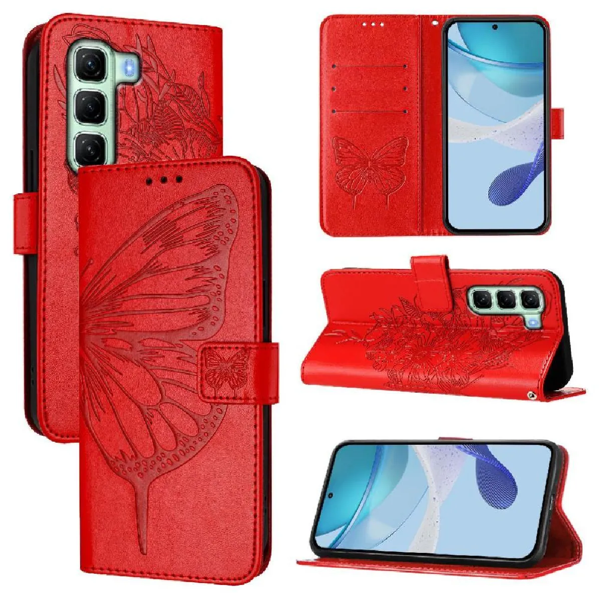 Générique Rouge Étui Portefeuille Avec Support Intégré Infinix Hot 50 4G