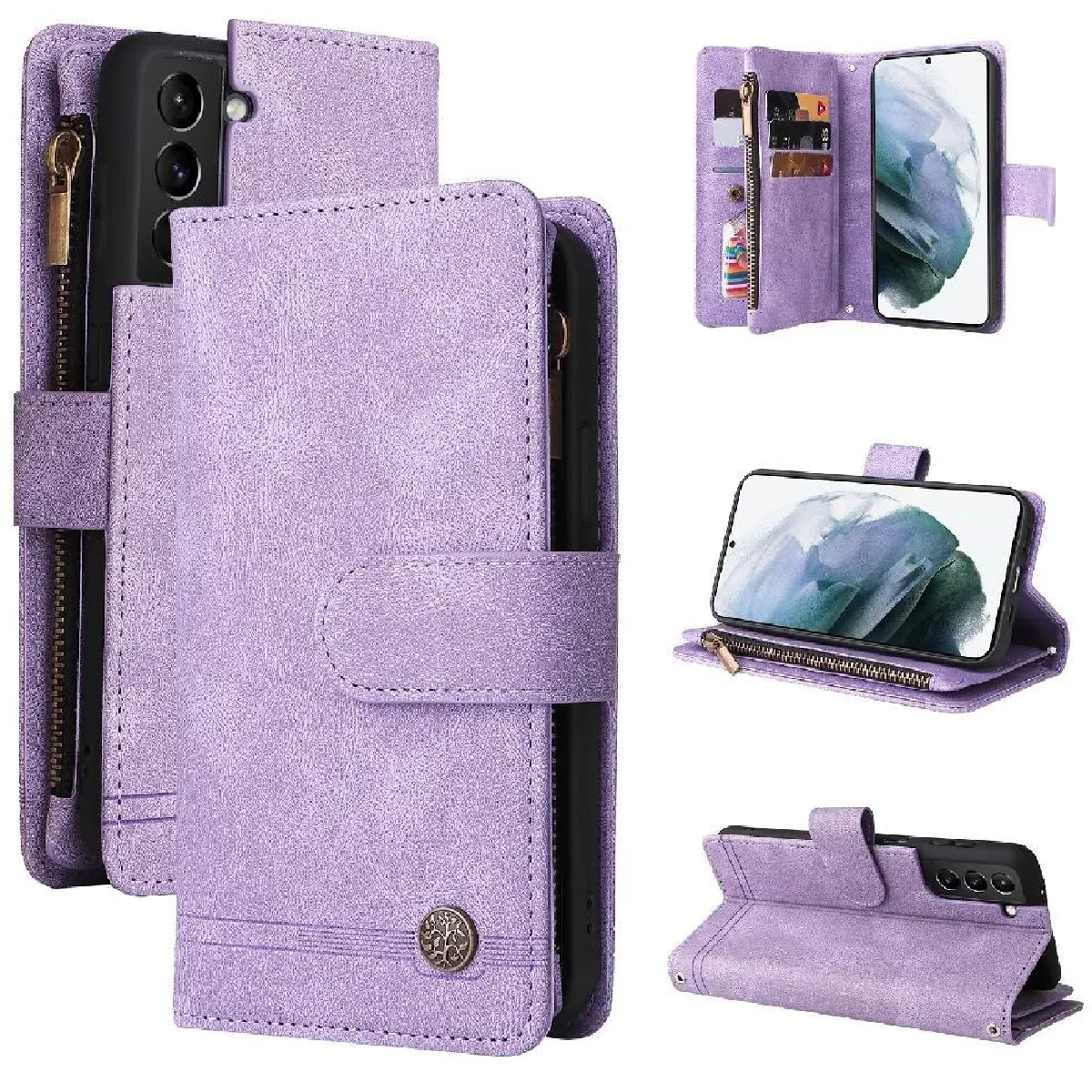 Générique Violet Étui Portefeuille En Similicuir Samsung Galaxy S21 Plus