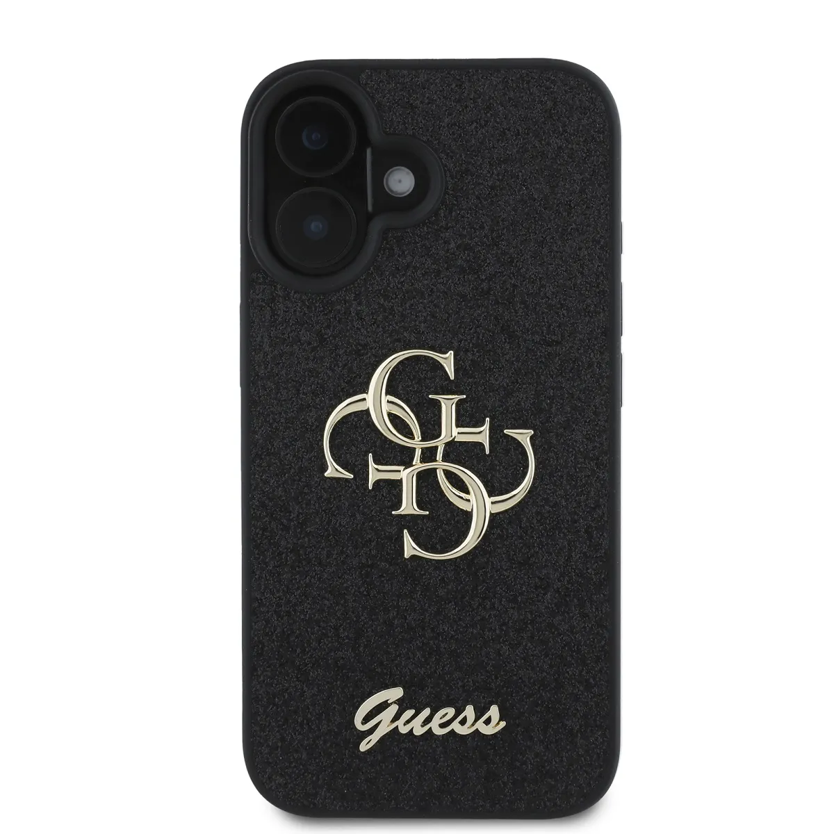 Guess Noir Coque Pour Iphone 16 Paillettes Avec Logo En Métal