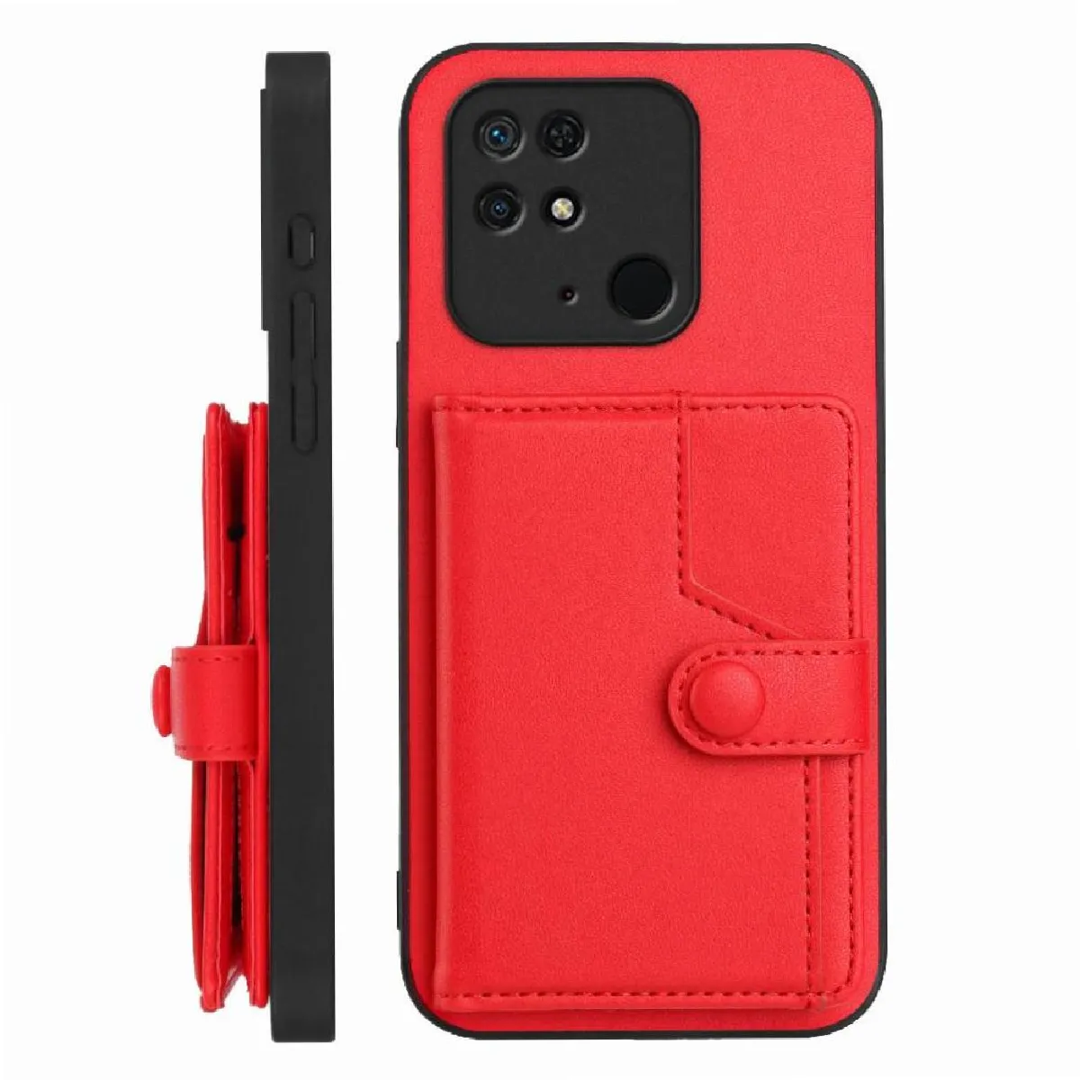 Générique Rouge Coque À Rabat Avec Fente Pour Carte Xiaomi Redmi 10C