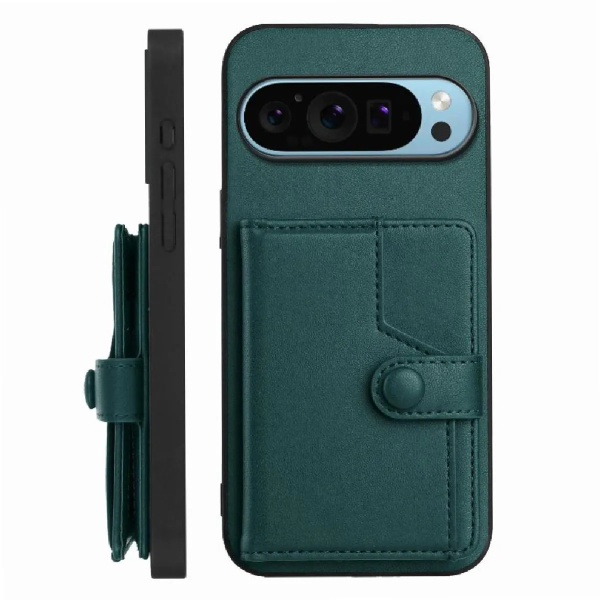 Générique Vert Coque En Similicuir Avec Support Google Pixel 9 Pro