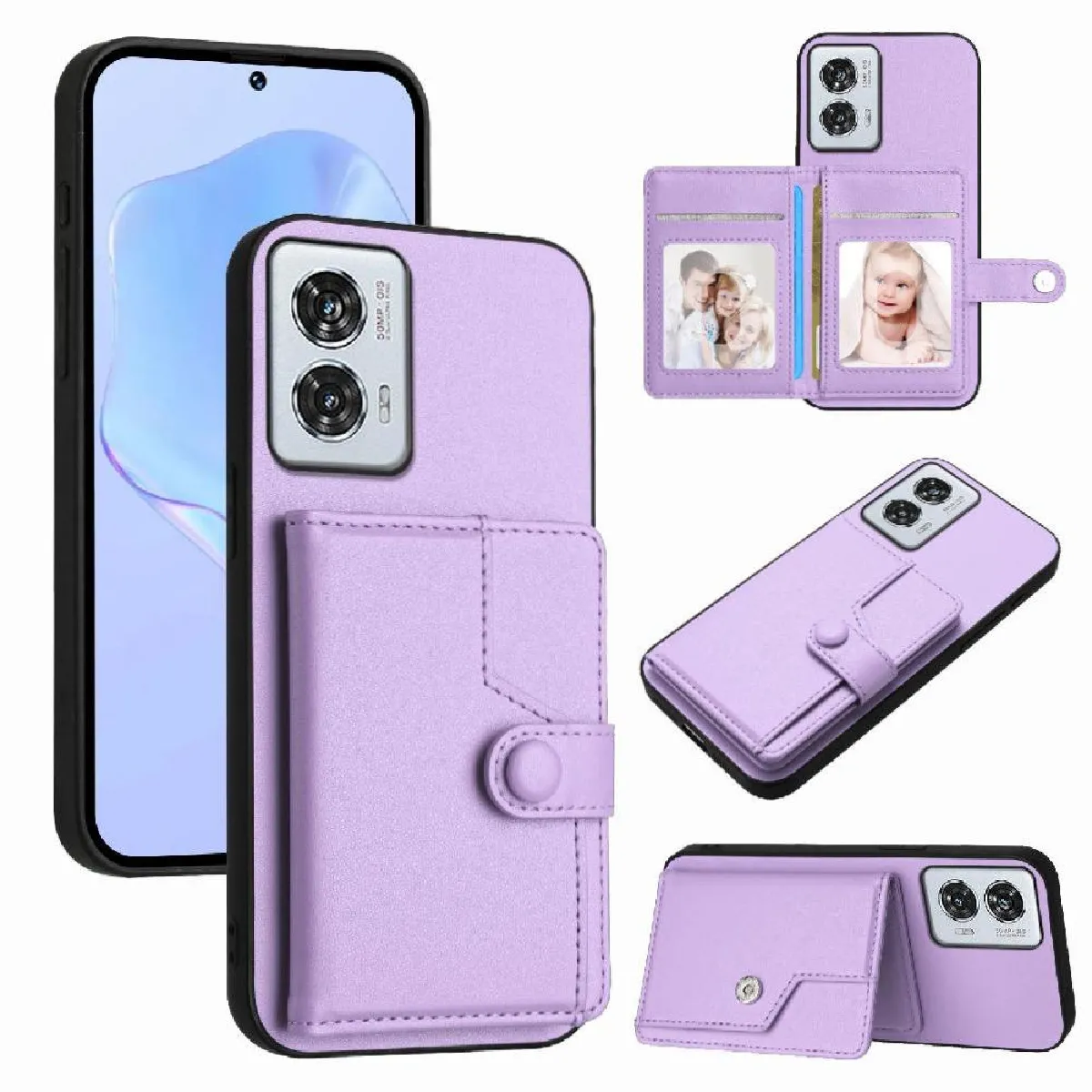 Générique Violet Coque Portefeuille En Similicuir Motorola Edge50 Fusion