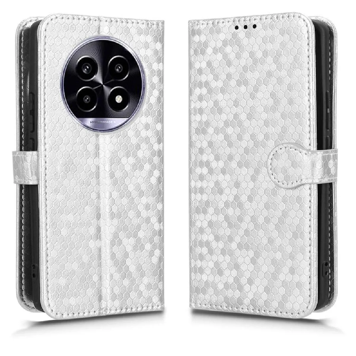 Générique Argent Coque Portefeuille À Fermeture Magnétique Realme 13 Pro Plus 5G - É
