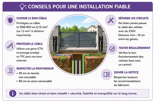 conseils d'installation de câble pour portail