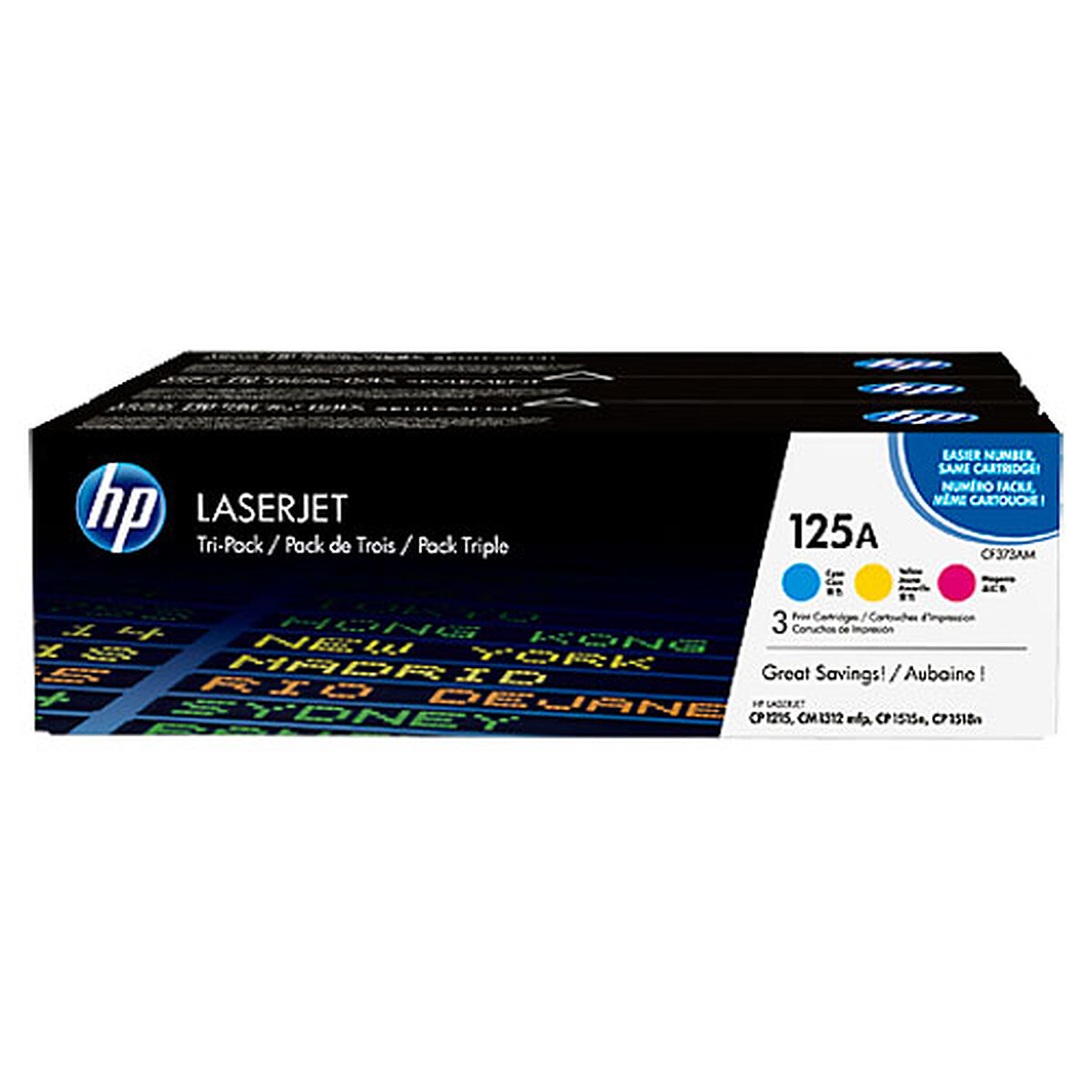 HP 125A Pack de 3 (CF373AM) – Cyan, Magenta et Jaune