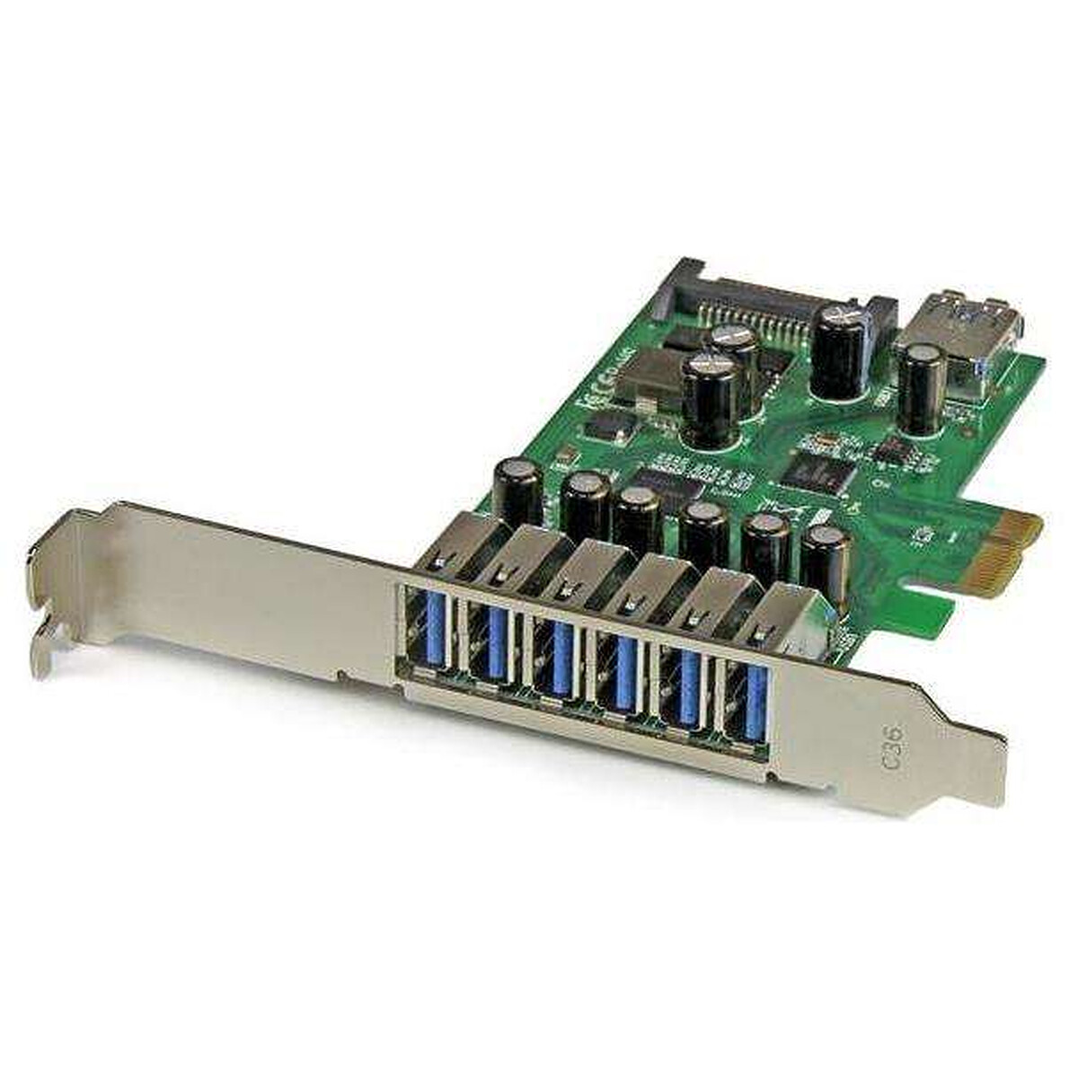 StarTech.com Carte contrôleur PCIe à 7 ports USB 3.0 – 6 externes 1 interne – avec alimentation SATA