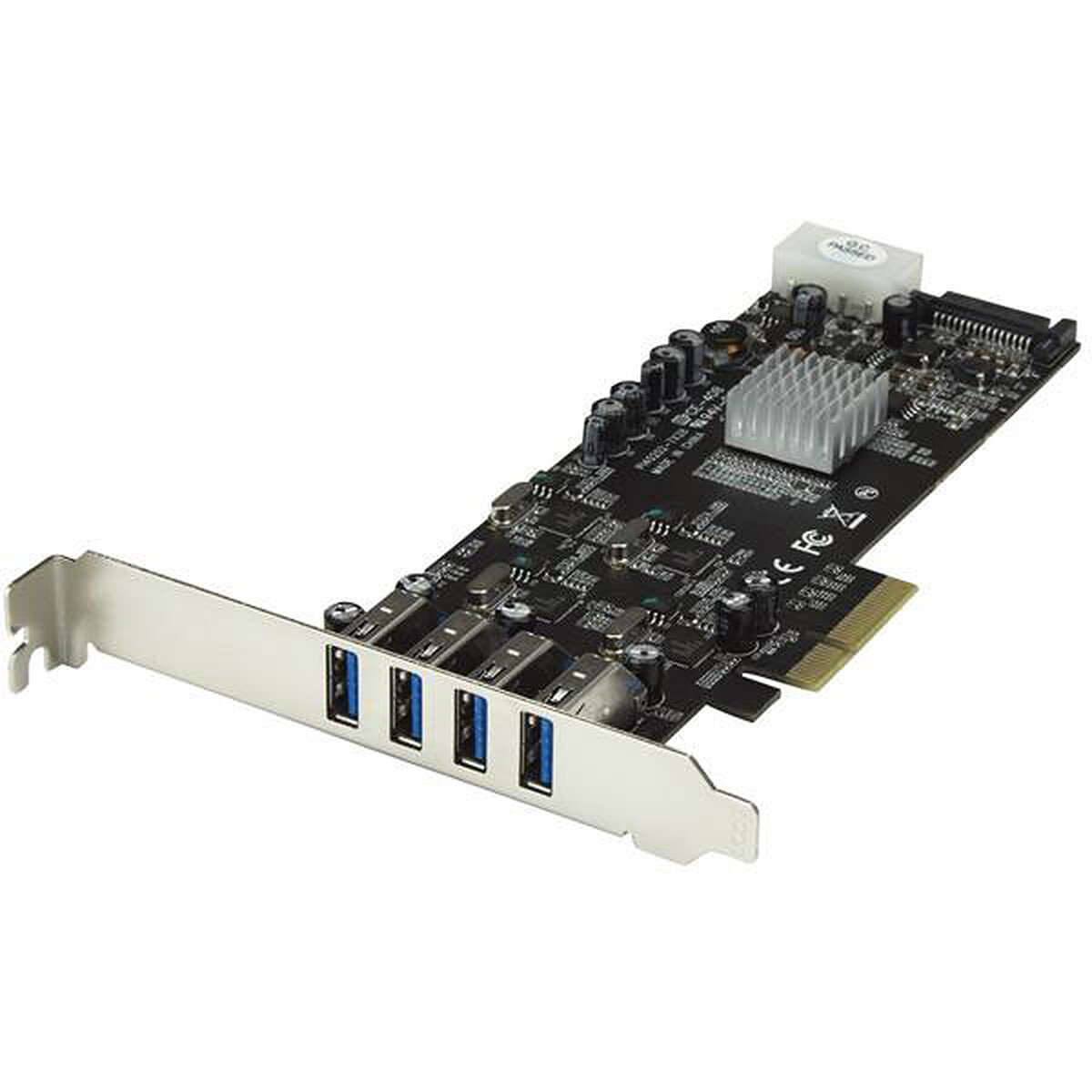 StarTech.com Carte contrôleur PCI-E (4 ports USB 3.0 Type-A – SATA / LP4)