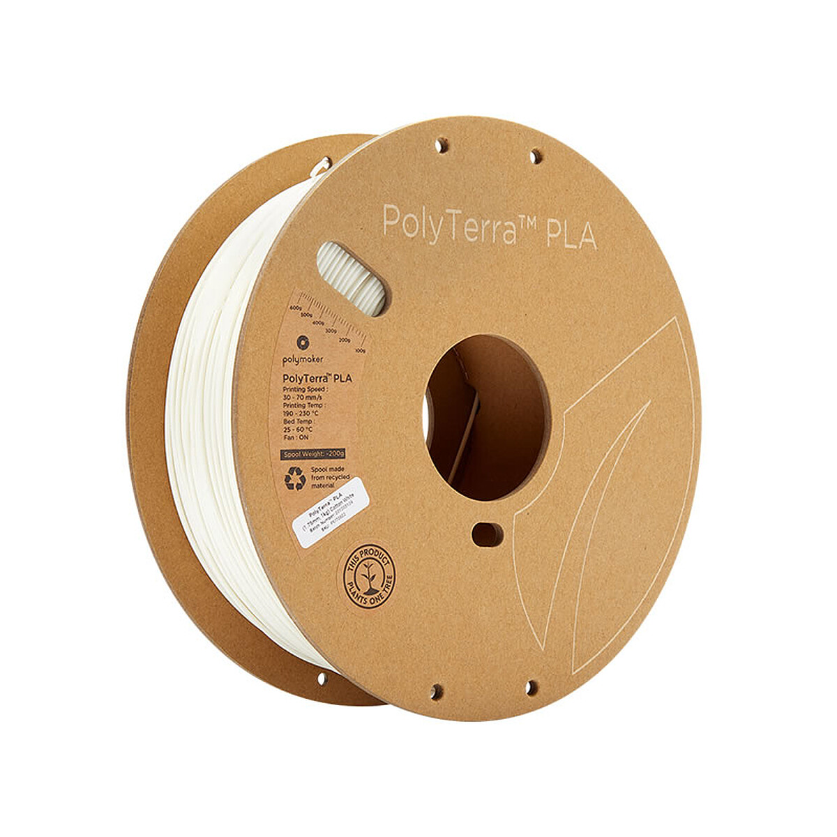 Polymaker PolyTerra 1.75 mm 1 Kg - Blanc Coton - Polymaker