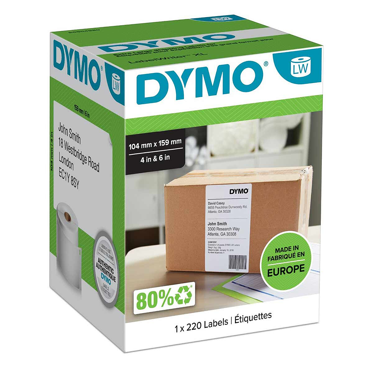 DYMO Rouleau de 220 Etiquettes Adresse LabelWriter - 104 x 159 mm - Dymo