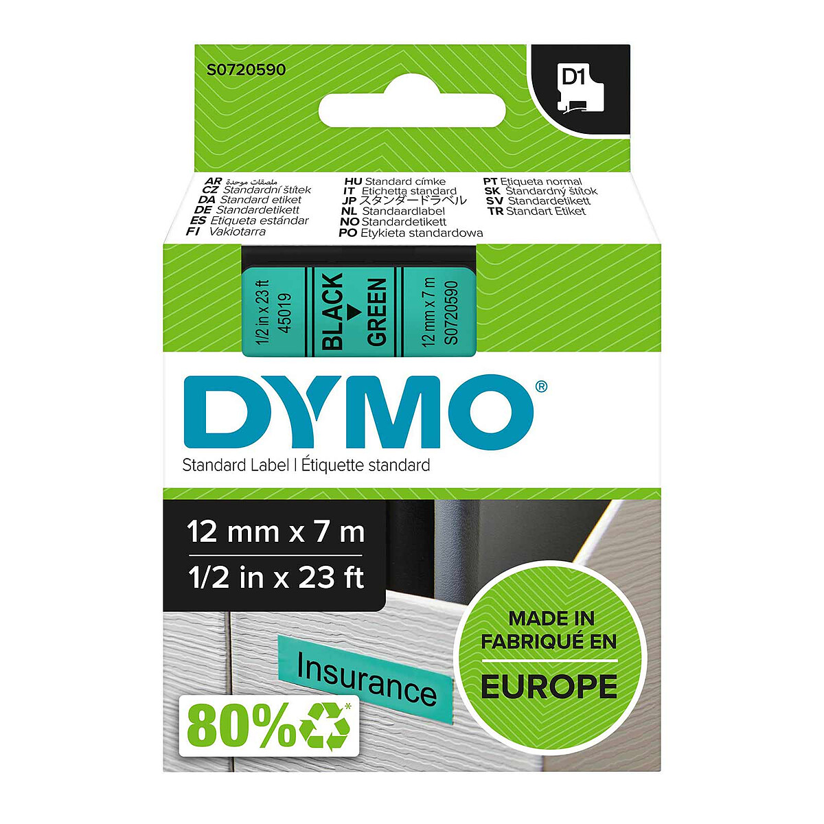DYMO Ruban D1 Standard 12 mm x 7 - vue 5