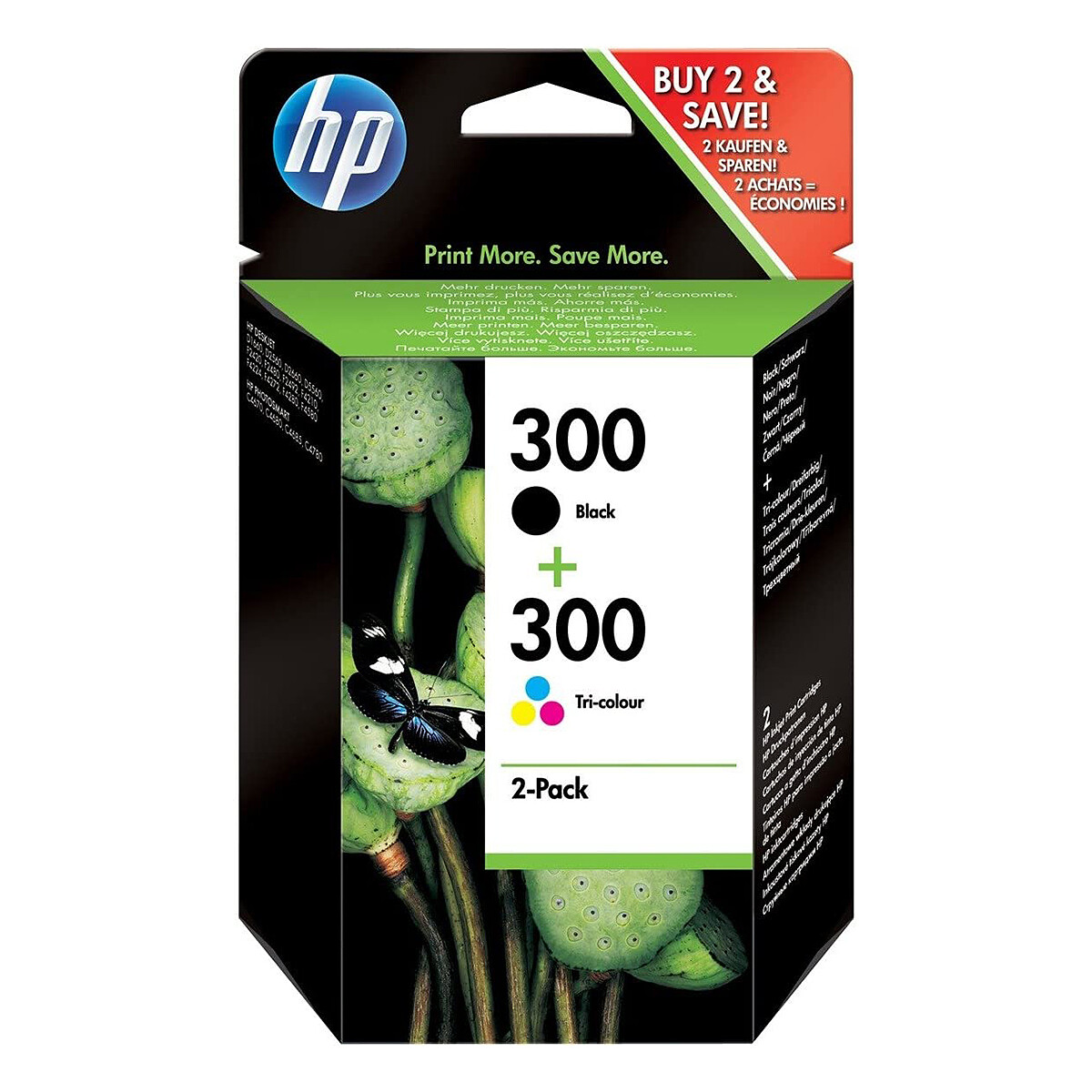 HP 300 Pack de 2 (CN637EE) – Noir/3 Couleurs