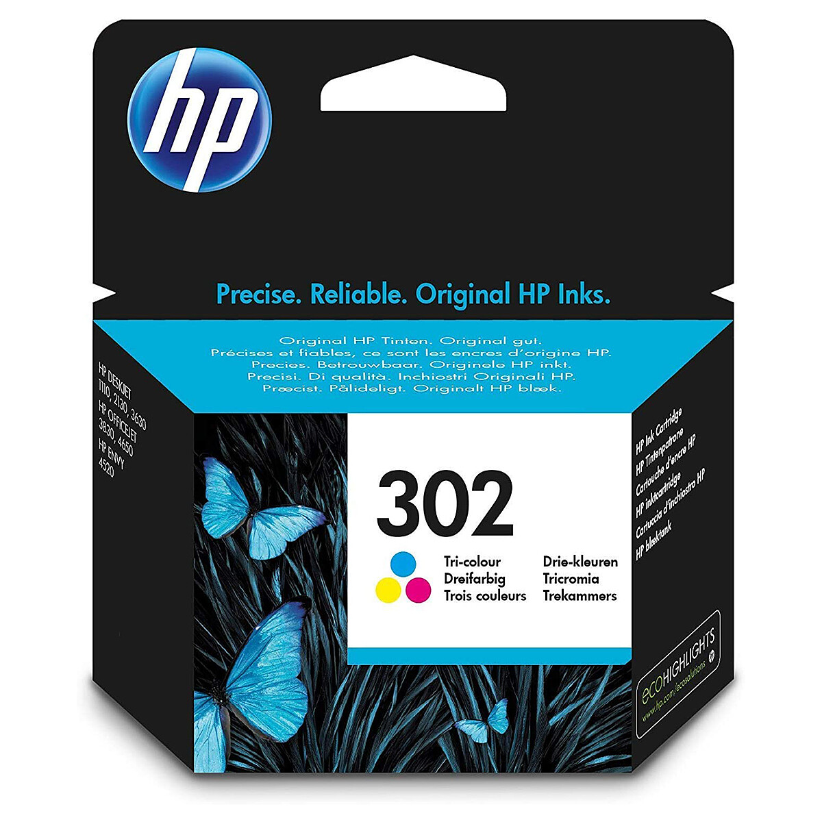 HP 302 (F6U65AE) - Cyan, Magenta et Jaune